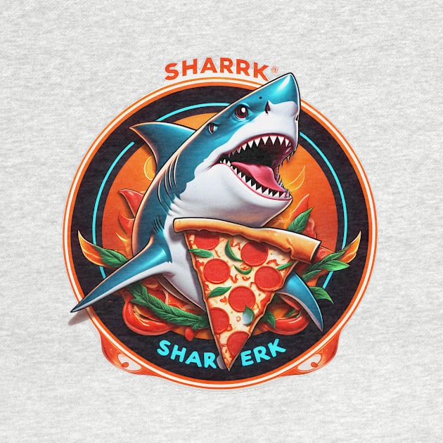 Funny shark with pizza by HANART